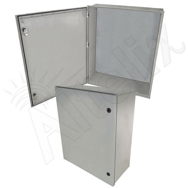 Altelix 32x24x12 Fiberglass FRP NEMA 3x / IP65 Weatherproof Equipment Enclosure with Blank Steel Equipment Mounting Plate