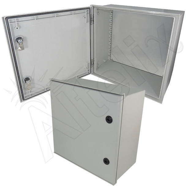 Altelix 16x16x8 Fiberglass FRP NEMA 3x / IP65 Weatherproof Equipment Enclosure with Galvanized Steel Equipment Plate