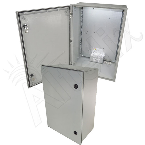 Altelix 24x16x9 NEMA 4X Fiberglass Weatherproof Enclosure with Equipment Mounting Plate & 120 VAC Outlets