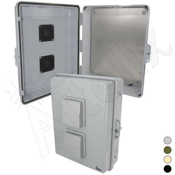 Altelix 17x14x6 Inch Polycarbonate + ABS Vented Weatherproof NEMA Enclosure with Aluminum Mounting Plate