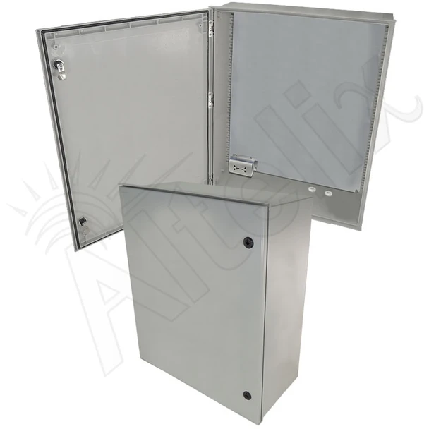 Altelix 32x24x12 NEMA 4X Fiberglass Weatherproof Enclosure with Equipment Mounting Plate & 100-240 VAC Universal Power Outlet