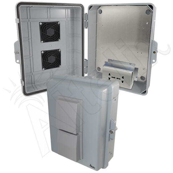 Altelix 14x11x5 Polycarbonate + ABS Vented Weatherproof NEMA Enclosure with 100-240 VAC Universal Power Outlet