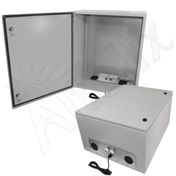 Altelix 28x24x16 Vented Steel Weatherproof NEMA Enclosure with 120 VAC Outlets and Power Cord