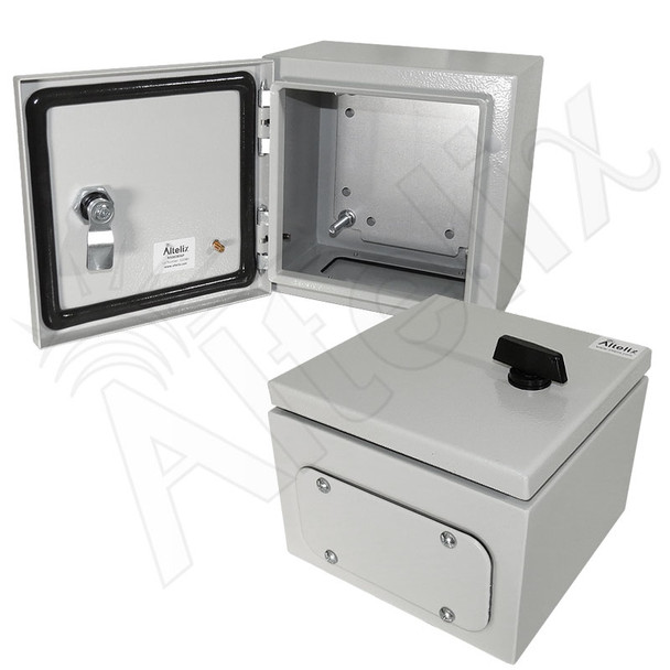 Altelix 8x8x6 Steel NEMA 4x / IP66 Weatherproof Equipment Enclosure with Blank Steel Equipment Mounting Plate