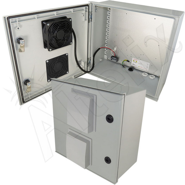Altelix 16x16x8 Vented Fiberglass Weatherproof NEMA Enclosure with 12 VDC Cooling Fan