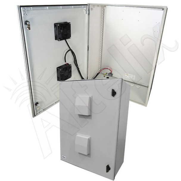 Altelix 32x24x12 Vented Fiberglass Weatherproof NEMA Enclosure with Dual 24 VDC Cooling Fans