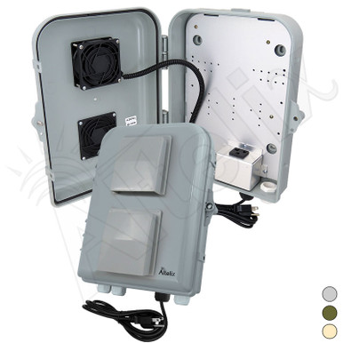 Altelix 13x10x4 PC+ABS Weatherproof Vented Utility Box NEMA Enclosure with  Cooling Fan, 120 VAC Outlet & Power Cord