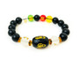 Natural 10mm obsidian bracelet featuring 5 element beads
