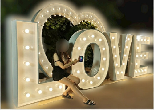 5 ft LOVE Marquee letters with large love sign  (wood)