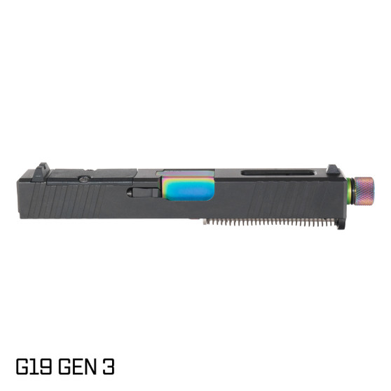 Glock 19 Threaded Barrel + RMR Slide Kit – Rainbow PVD | 3KEYZ Tactical
