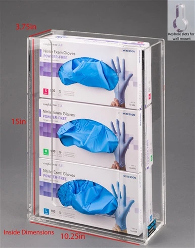 Poltex Acrylic Glove Box Holder - 3 Box (Wall Mount)