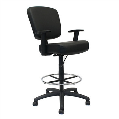 Boss Oversized Drafting Stool with Adjustable Arm Rest and Foot Rest, Black