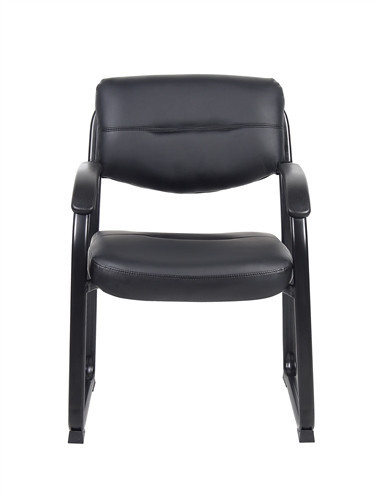 Boss Leather Sled Base Side Chair with Arms