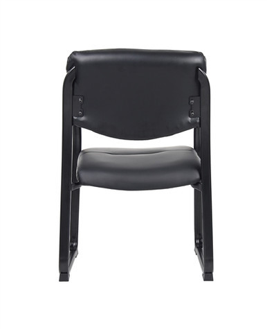 Boss Leather Sled Base Side Chair with Arms