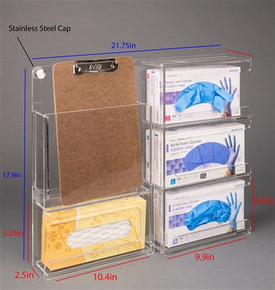 Poltex Deco Glove, Tissue, Clipboard Holder (Stainless Steel Cap 1, 4 Anchors)