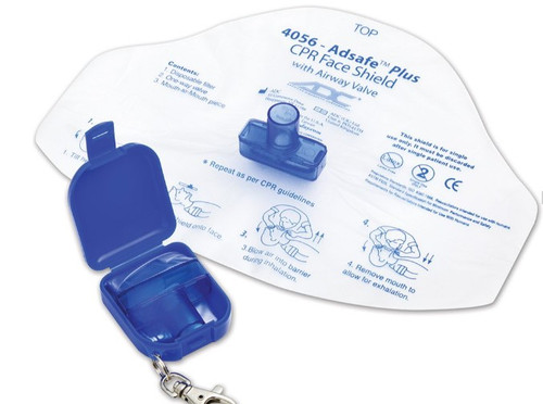 ADSAFE Face Shield Plus, w/ keychain, Royal Blue, Disposable pkg