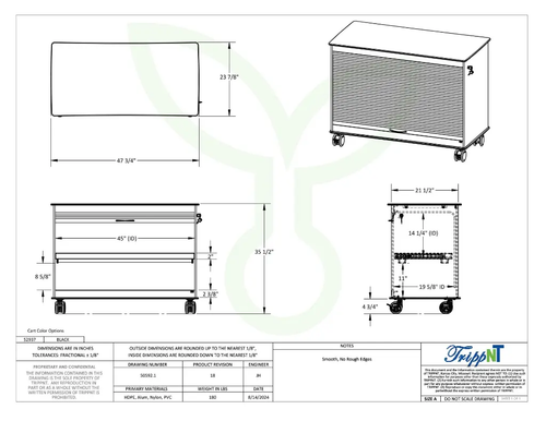 TrippNT Polyethylene Mobile Lab Cabinet, Medium - White