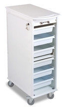 White Polyethylene Lockable Narrow Lab Cart
