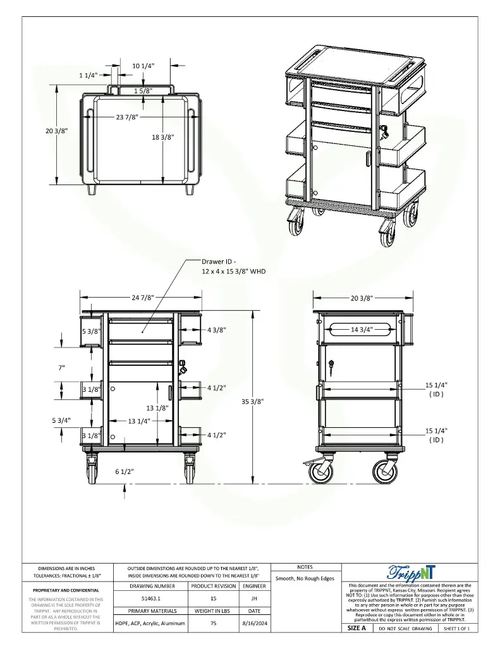 TrippNT Element 01 Locking Hospital Cart