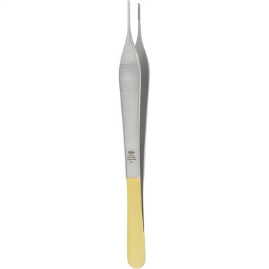 Miltex Adson Drish Forceps 6", Delicate 1 x 2 Teeth, Cross Serrated Tying Platform, Carb-N-Sert (Tungsten Carbide)