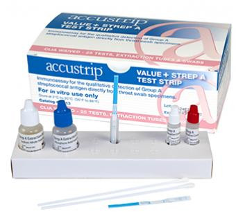 Accustrip Value+ Strep A Rapid Test Strip - Box of 25 Tests (CLIA Waived)