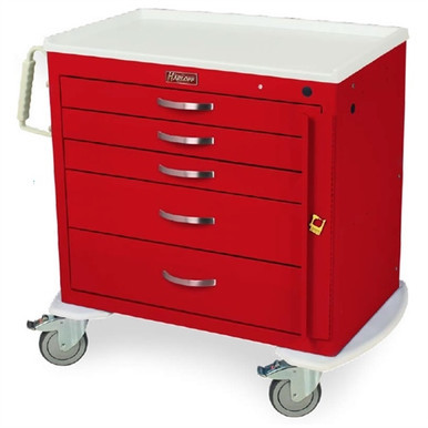 Harloff M-Series Modular Medical Cart, Five Drawers with Breakaway Lock