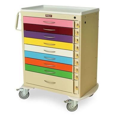 Harloff M-Series Tall Pediatric Cart, Nine Drawers with Breakaway Lock