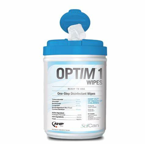OPTIM 1 One-Step Disinfectant Wipes, Regular, 6in x 7in, 160 Sheets