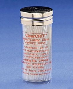 ClearCRIT Plastic Microhematocrit Capillary Tubes - 1.1 x 75 mm (5 Vials of 200)