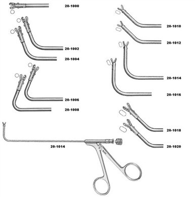 Miltex Frontal Sinus Recess Giraffe Forceps 5-1/8" Shaft, 45 Degree Horizontal Jaws, 3mm x 6mm, Double Action, Luer Lock Port/Cleaning