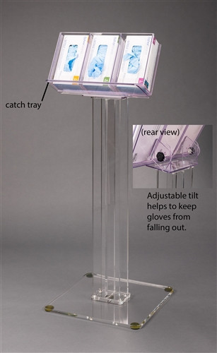 Poltex Point of Care Tilting Glove Box Holder with Catch-3 Box (Stand, K2,4,11, 3GBST)