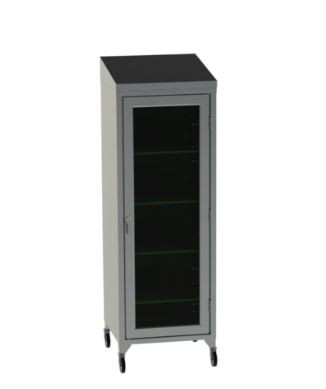 Lakeside ST-3679S Mobile Storage Cabinet with (5) Stainless Shelves, Sloped Top
