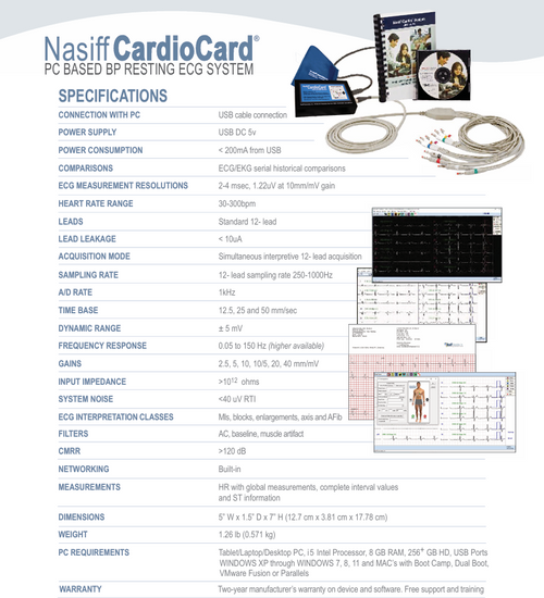 Nasiff CardioVitals PC Based 12-Lead ECG Vital Signs Monitor