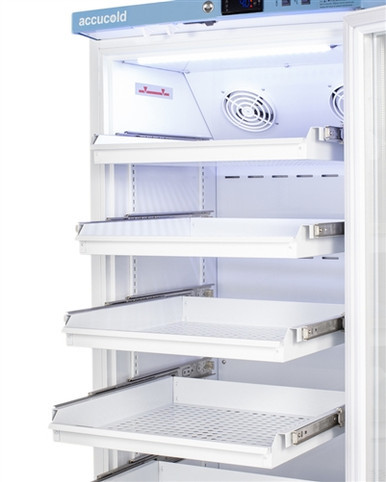 Accucold 8 cu ft Upright Laboratory Refrigerator w/ Glass Door & Removable Drawers (Temperature Range: 2degC to 8degC)