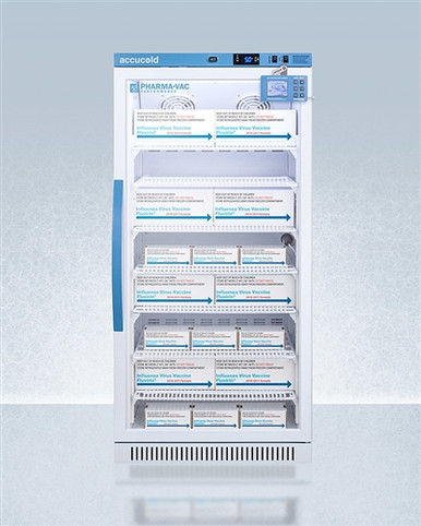 Accucold 8 cu ft Upright Vaccine Refrigerator w/ Glass Door & Digital Data Logger (Temperature Range: 2degC to 8degC)