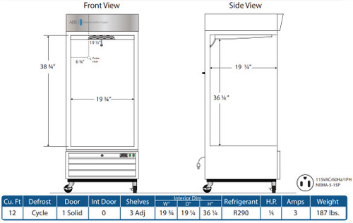 12 Cu Ft ABS Standard Pharmacy/Vaccine Refrigerator (Pharmacy Grade) (Temperature Range: 2degC to 8degC)