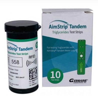AimStrip Tandem Triglycerides Test Strips, 10/Box