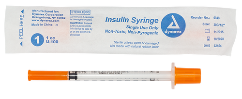 Dynarex Insulin Syringes With Needle ( Non-Safety)