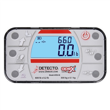 Detecto Apex Portable Scale, Remote Indicator, Integral Carrying Handle, 600 lb x 0.2 lb / 300 kg x 0.1 kg