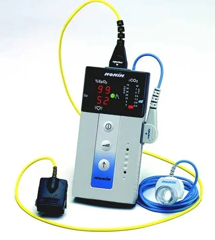 NONIN 9843 CARBON DIOXIDE DETECTOR MEMORY HAND HELD PULSE OXIMETER