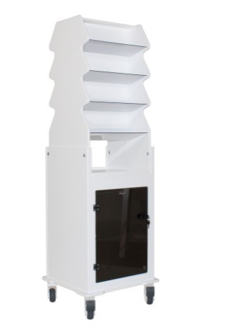 Tall Narrow Suture Medical Cart with Smoked Lockable Door