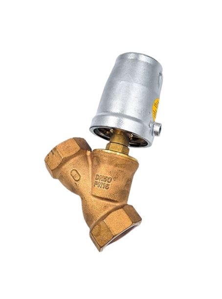 LYNX-Schubert & Salzer bronze angel seat, pneumatic piston actuated valve 2" vertical