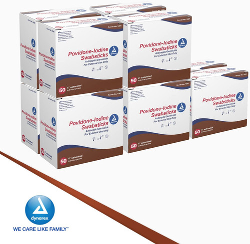 Dynarex 1201 Povidone Iodine Swabsticks 1 swabstick per pack (medical devicedepot)