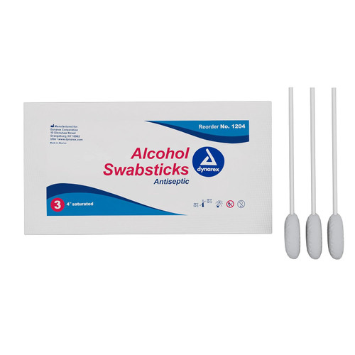 Dynarex 1204 Alcohol Swabsticks NS 4 in. 3 swabsticks per pack (Case of 250)