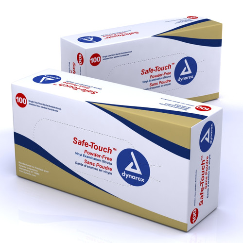 Dynarex 2613 SafeTouch Vinyl Exam Glove Powder Free Large (Box of 100)