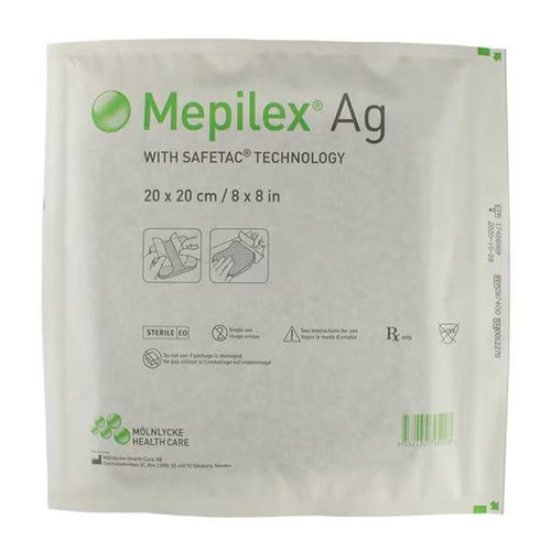 Molnlycke 287400 Mepilex Foam Dressing AG 8 in. x 8 in. (Pack of 20)