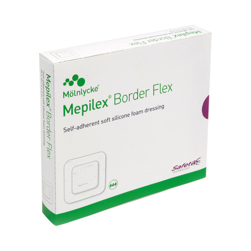 Molnlycke 595400 Mepilex Border Flex 6 x 6 in. (15x 15cm) Flexible Self-Adherent Absorbent Bordered Foam Dressing with Safetac technology (Pack of 50)