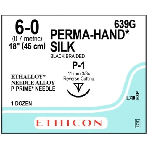 Ethicon 639G 6-0 Prema Hand Black 1 in. x 18 in. P-1 (Box of 12)