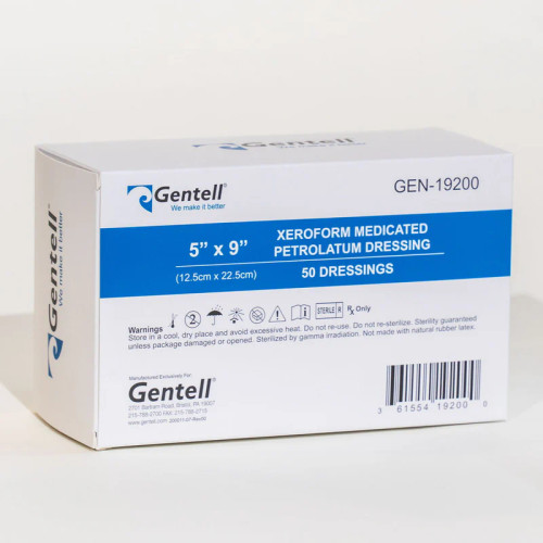 Gentell GEN-19200 XeroForm Medicated Petrolatum Dressing 5x 9 in. (Box of 50)