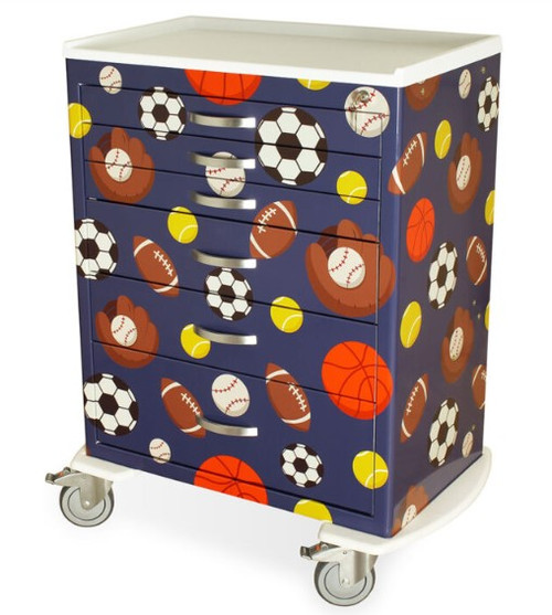Harloff M-Series Tall Comfort Cart, Full Vinyl Wrap, Standard Width, Six Drawers, Standard Key Lock